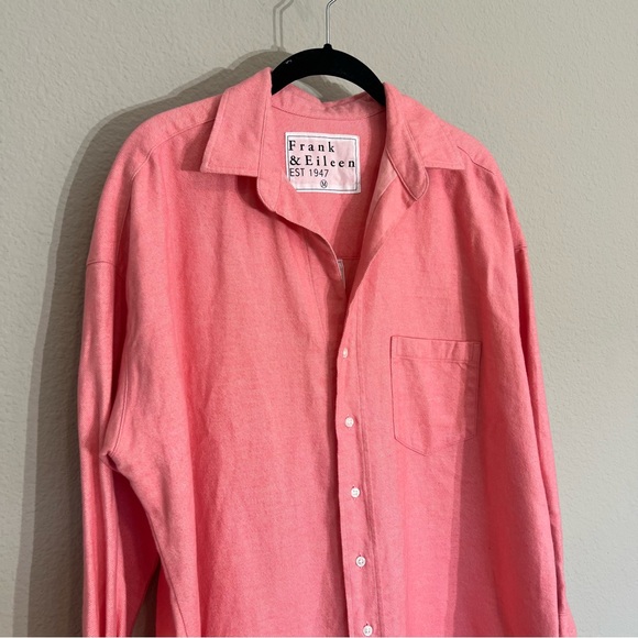New Frank & Eileen Shirley oversized Italian flannel shirt pink herringbone M - Picture 7 of 16
